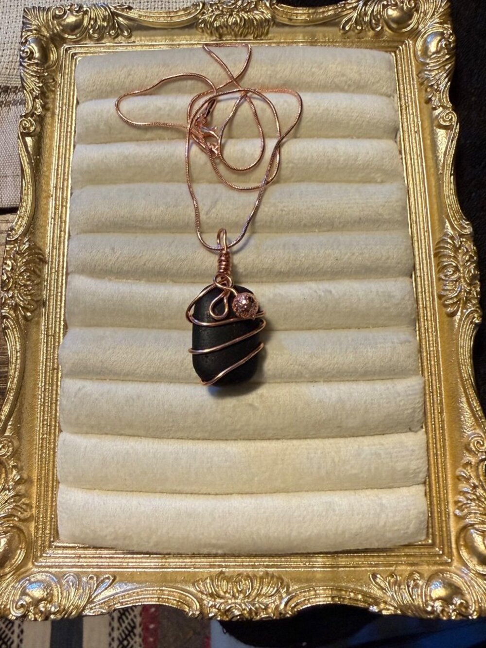 Seaham Copper Knot โ Rare Pirate Glass Wire-Wrapped Necklace